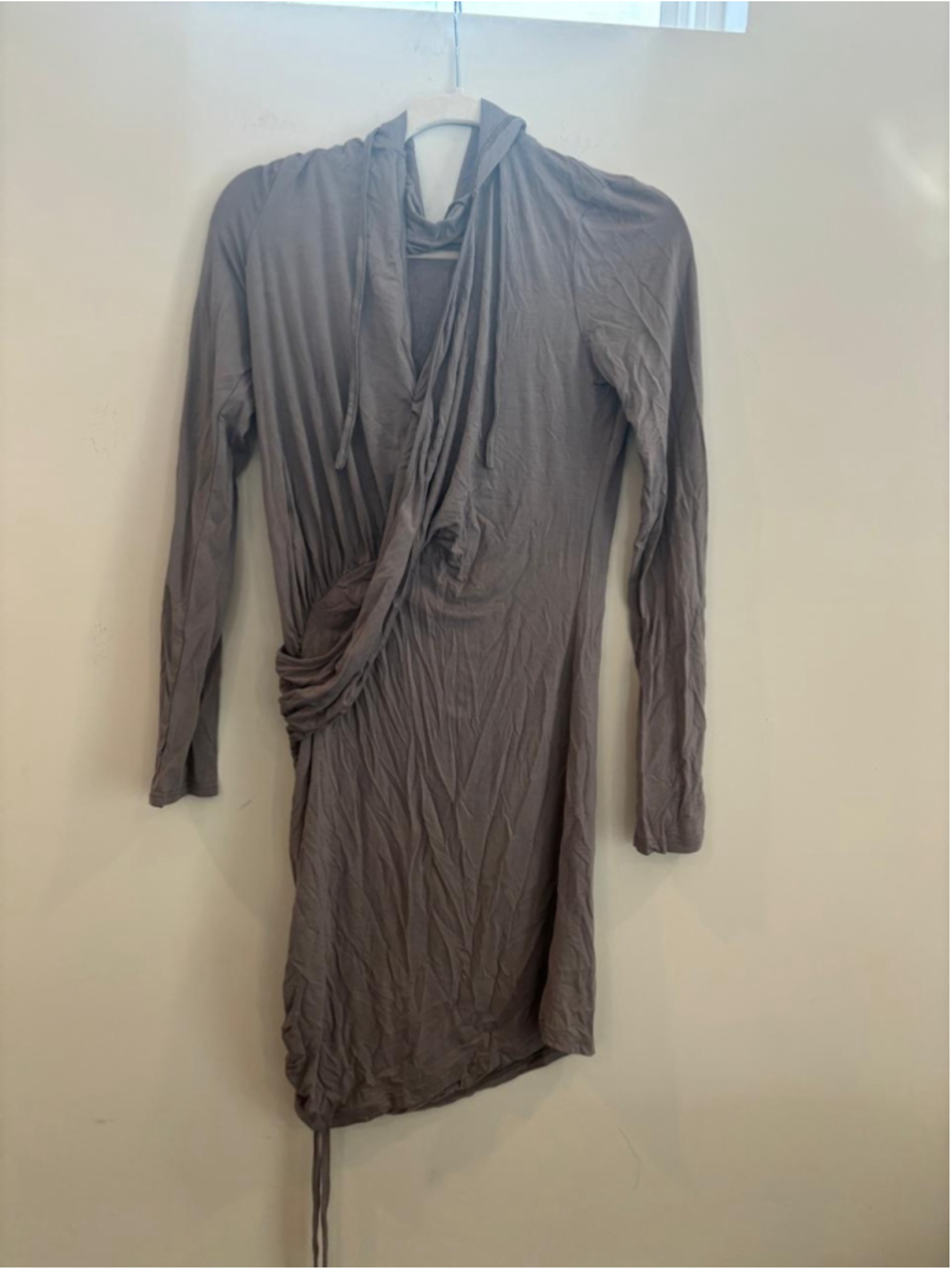 SHEIN SXY Gray Ruched Bodycon Dress Long Sleeve Asymmetric Size S #S35